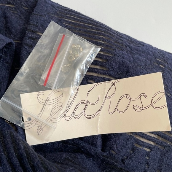 Lela Rose Navy Blue Jeweled Neck Full Skirt Dress - Picture 13 of 16